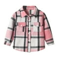 thumbnail image 2 of KPOPLK Little Kids Toddler Baby Boy Button Down Cardigan Long Sleeve Plaid Flannel Sweater Coat Tops Spring Fall Clothes(3-6 Months,Pink), 2 of 2