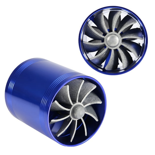 Turbonador de admisión de aire para automóvil, turbina de doble ventilador, supercargador, ahorrador de combustible y gasolina, turbo azul