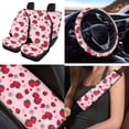 thumbnail image 2 of Jeiento Cute 12 Pcs Car Seat Covers Full Set Pink Strawberry Steering Wheel Cover Center Console Pad Seat Belt Pads Cup Mats Keychains Interior Automobile Accessories Decor, 2 of 7