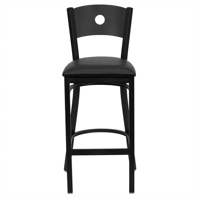 Flash Furniture Hercules 31" Circle Back Metal Bar Stool in Black