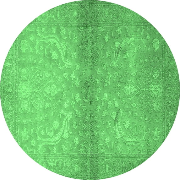Ahgly Company Indoor Round Persian Emerald Green Traditional Area Rugs, 6' Round