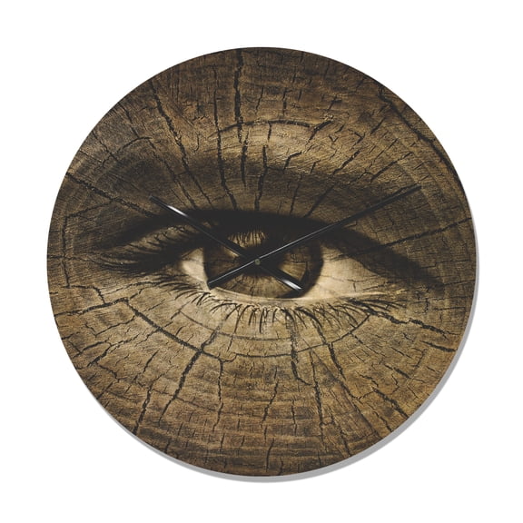 Designart 'Close Up Aging Eyes' Farmhouse Wood Wall Clock