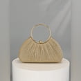 thumbnail image 3 of REMANLAND Women's Satin Pleated Fan Shape Evening Clutch Purse, Gold, 3 of 9