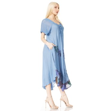 Sakkas Watercolor Palm Tree Tank Caftan Dress - Camel - One Size...