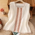 thumbnail image 2 of Tweang Sleeveless Tunic Tops for Women Keyhole Back Tank Top Loose Tunic Blouses Cotton and Linen Camisole Tshirts Cropped Fashion Cute Tops Slim Fit Tops Solid Color Vest Thermal Tank Top Beige L, 2 of 4