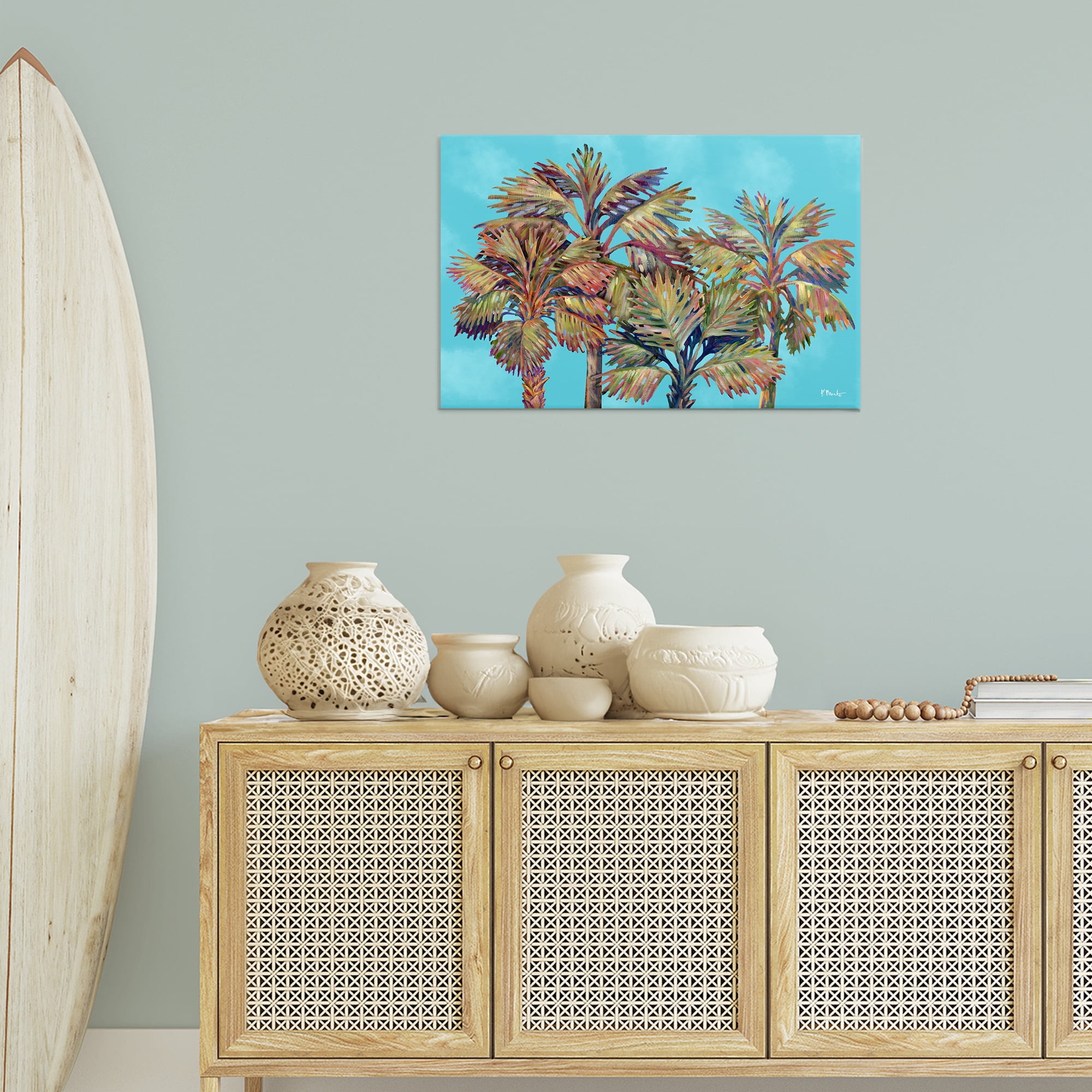 Stupell Industries Bondi Beach Palms Plants & Flowers Painting Wrapped Canvas Art Print Wall Art, 30 x 20