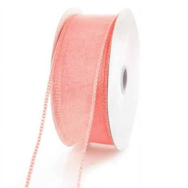 Sheer Chiffon Ribbon Wired Edge, 1-1/2-inch, 25-yard, Coral