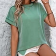 thumbnail image 7 of Trendy Ribbed Womens Tops Summer Short Sleeve Loose Casual T Shirts Tops, 7 of 7