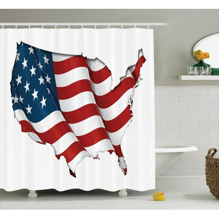 Wander Decor Shower Curtain Set Graphic United States Flag Wander Decor Shower Curtain Set Graphic United States Flag American Federations Star Symbol Print Home