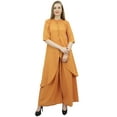 thumbnail image 6 of Phagun Solid Orange Asymmetrical Kurta Kurti With Palazzo Pant Indian Clothing-26, 6 of 7