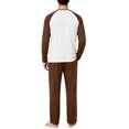 thumbnail image 6 of OIOLOYJM Men's Pajama Sets Casual Raglan Long Sleeve Henley Shirts with Bottoms Sets Soft Comfy Lounge Breathable Sleepwear Coffee S, 6 of 6