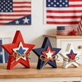 thumbnail image 6 of 3 Pcs 4th of July Decor Wooden Star White Blue Red Decor Patriotic Memorial Day Tiered Tray 250th Anniversary Independence Labor Day Table Wooden Decoration for Home Office Table(Vintage), 6 of 8