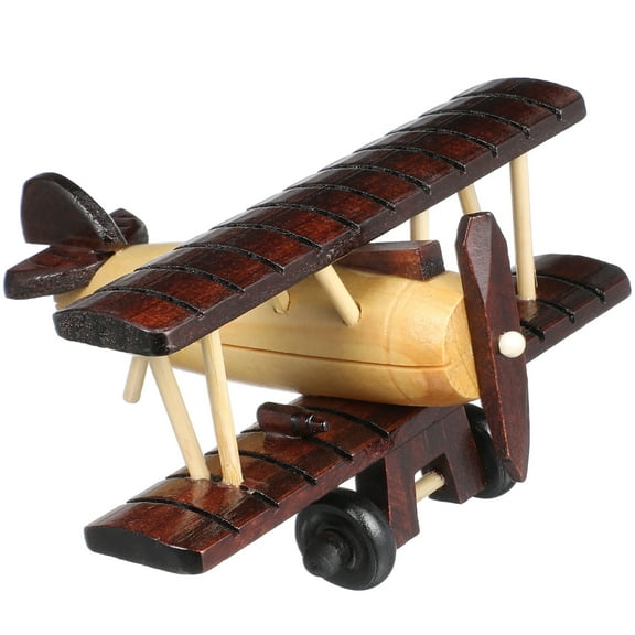 Wooden Airplane Model Vintage Airplane Decor Wooden Ornaments Prop Plane for Home Desktop Wood Crafts Aircraft Type B