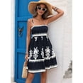 thumbnail image 5 of Women Floral Sundress Spaghetti Strap Flowy Beach Vacation Boho Mini Dresses Dark Blue S, 5 of 10