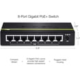 thumbnail image 3 of TRENDnet TPE-TG80G 8-Port Gigabit PoE+ Switch, 123W Power Budget, 16Gbps Capacity, Black, 3 of 5