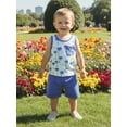 thumbnail image 5 of BemeyourBBs Toddler Boys Summer Clothes 2 Pieces Outfits Sailboat Tree Dinosaur Print Tank Top with Elastic Waist Shorts Set Toddler Boys Summer Beach Outfit, 5 of 9