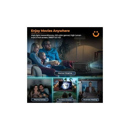 Yaber - Buffalo Pro U10 Native 1080P Entertainment LCD Projector with Bidirectional Bluetooth - Gray