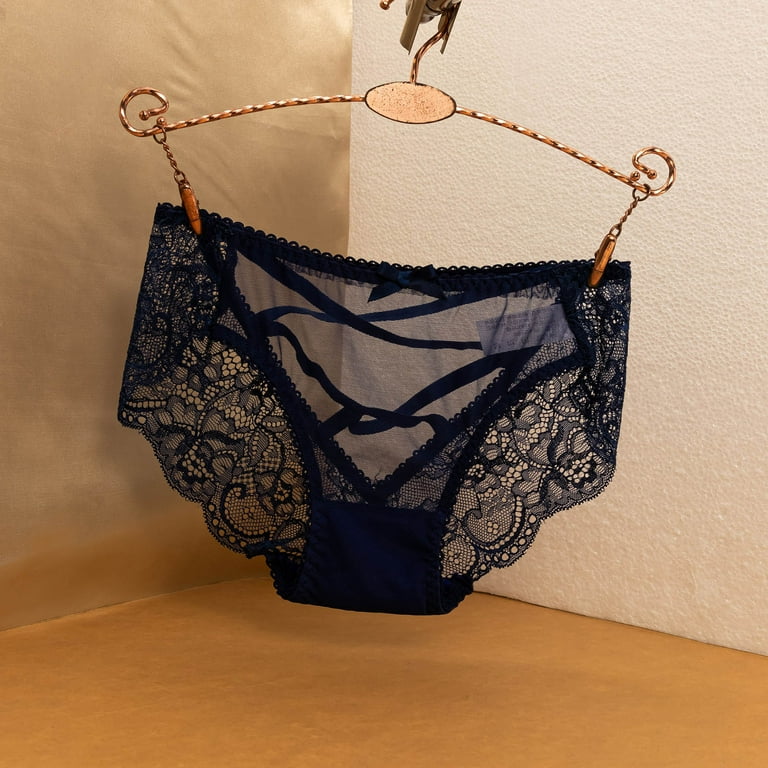 Cathalem Cotton Womens Underwear Tan Women Crochet Lace Lace Up Panties  Hollow Out Push Up Full Coverage Underwear Women Underpants Dark Blue  X-Large 