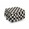thumbnail image 1 of Colorful Ottoman Cover, Checkered Dotted Tile, 2 Piece Slipcover Set with Ruffle Skirt for Square Round Cube Footstool Decorative Home Accent, Standard Size, Multicolor, by Ambesonne, 1 of 5
