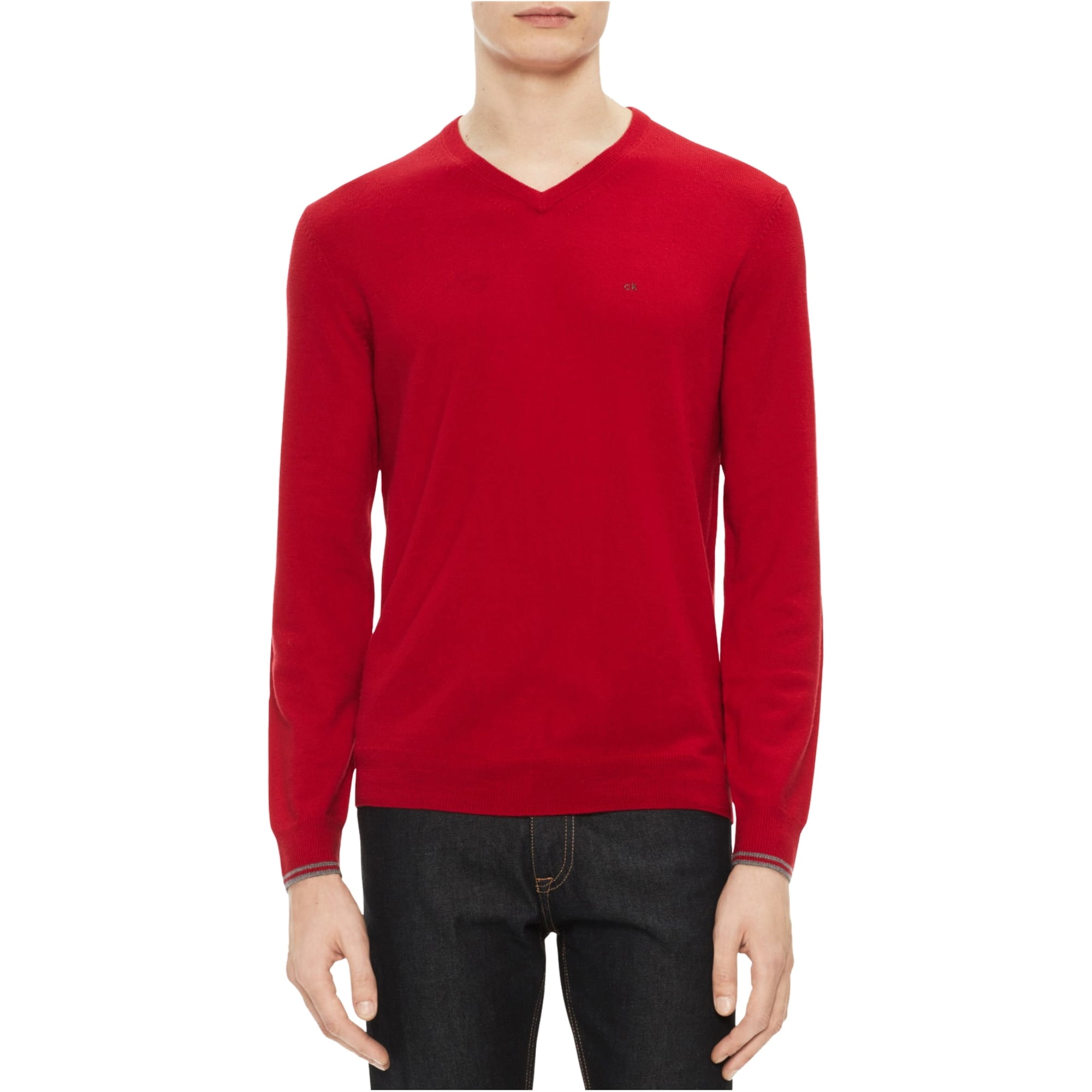Calvin Klein Mens Extra Fine Merino Pullover Sweater, Red, XX-Large -  