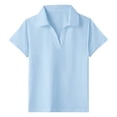thumbnail image 3 of Ticikt Girls' Sporty Solid Color Top for Kids Breathable Girls Tee for Play and Everyday Wear,Light Blue, 3 of 5