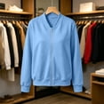 thumbnail image 4 of WRFWUL Womens Zip Up Jacket Open Front Casual Long Sleeve Sweatshirts Fall Lightweight Windbreaker with Pockets, 4 of 6