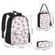 thumbnail image 2 of Easygdp Pink Butterflies (2) Mochila para Niños y Niñas con Set de Caja de Almuerzo y Estuche para Lápices 3 en 1, Mochila Escolar Estampada para Adolescentes, 2 of 7