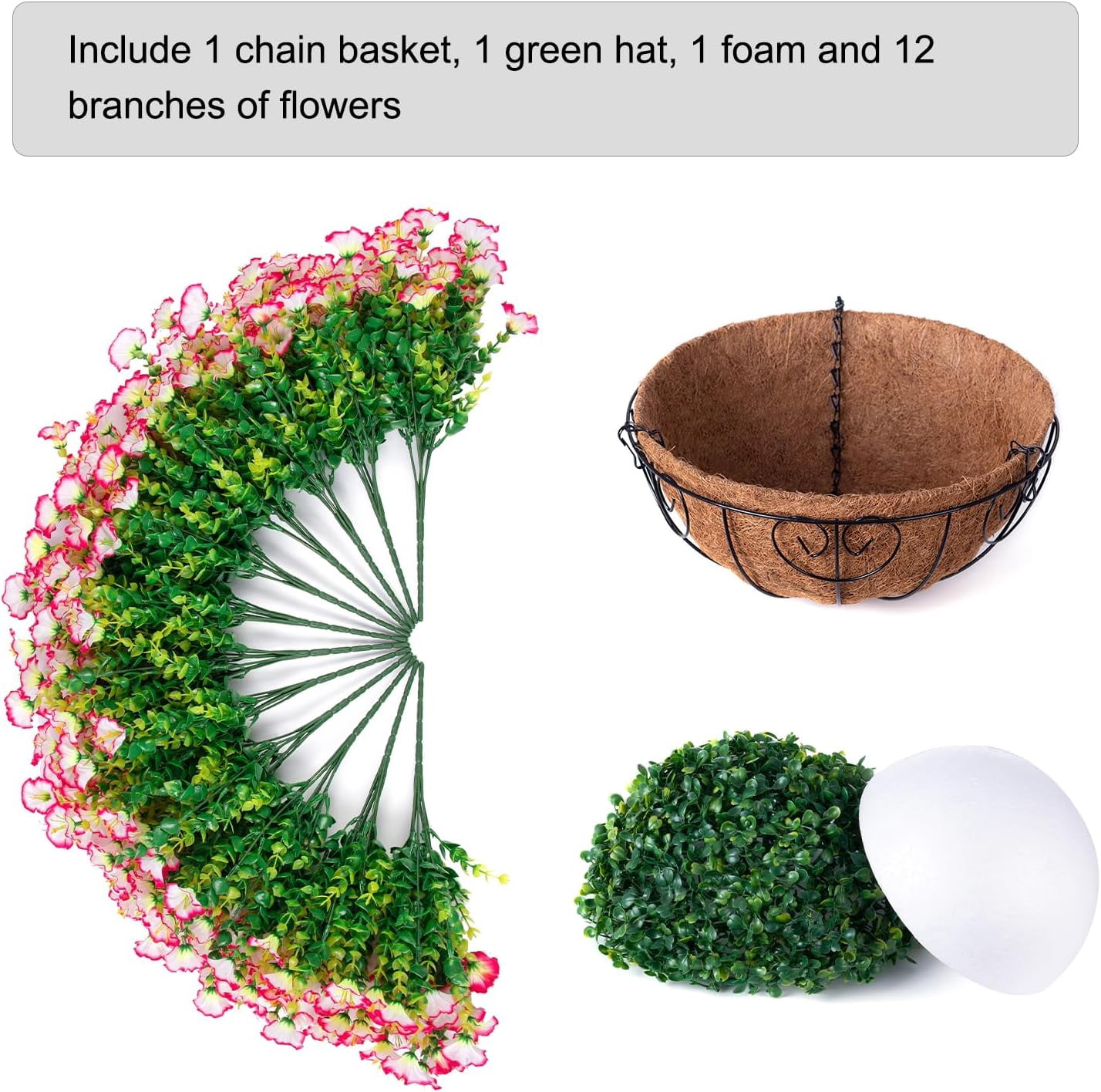 Artificial Fake Hanging Plants Flowers Basket for Outdoor Spring Decoration, Faux Silk Purple Morning Glory Eucalyptus Realistic UV Resistant for Outside Home Porch Patio Balcony Decor