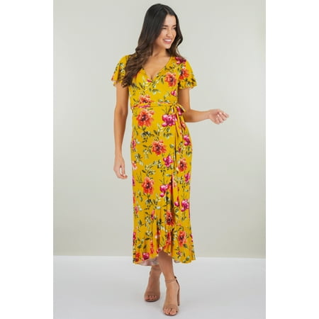 

Maternity and Nursing Butterfly Sleeve Dress with Ruffles