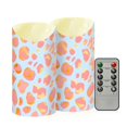 thumbnail image 2 of Pink Leopard Pattern Flameless Candles 2 PCS with Remote Realistic Moving Flame LED Tapered Pillar Set for Home Decor, 2 of 7