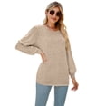 thumbnail image 2 of hirigin Women's Round Neck Tunic Tops, Casual Long Lantern Sleeve Solid Color Ruched T-Shirts, 2 of 7