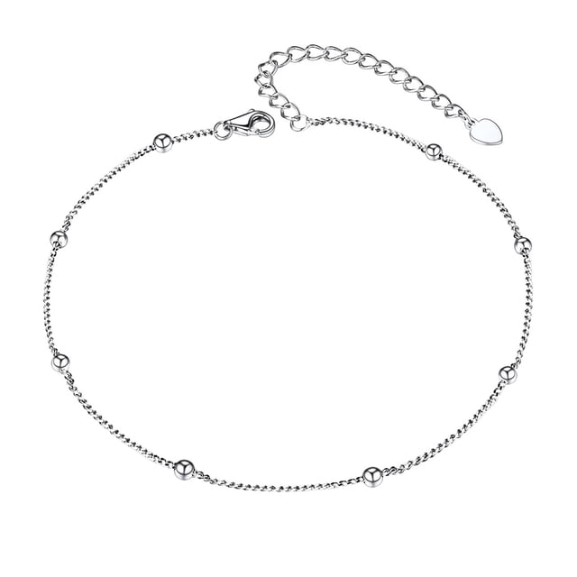 Silvora 925 cuentas de cadena de plata tobillera para mujer pulsera de tobillo joyería de pie