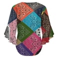 thumbnail image 6 of Colorful Paisley Bandanas Women's V-Neck Blouse With 3/4 Ruffled Bell Sleeves Casual Top Ladies Blouses, 6 of 7