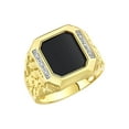 thumbnail image 4 of RYLOS Men's Rings 14K Yellow Gold Ring With Diamonds and Black Onyx Set in Designer Nugget Style Rings For Men Size 8, 4 of 9