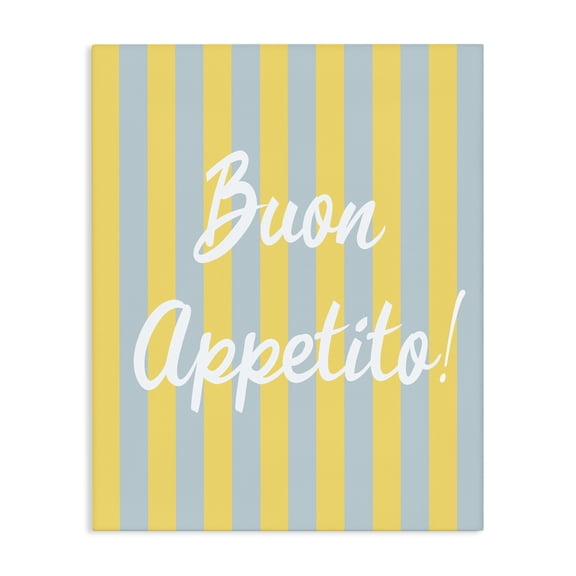 Stupell Industries Buon Appetito Blue Yellow Stripes Canvas Wall Art, design by SD Graphics Studio