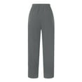 thumbnail image 4 of Abcnature Women's Wide Leg Pants, Plus Size Linen Harem Pants Casual Summer Printed Pants with Pockets Gray M, 4 of 5