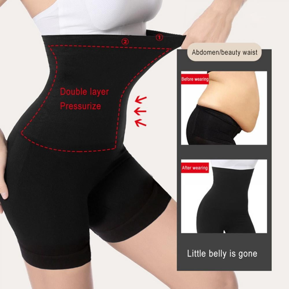 COMFREE Seamless Slimming Pants Double Layer Control Pants for Women Invisible Slimming Underwear Control Knickers with Firm Tummy Control Shapewear Pants High Waist Thigh Slimmer Black Beige 