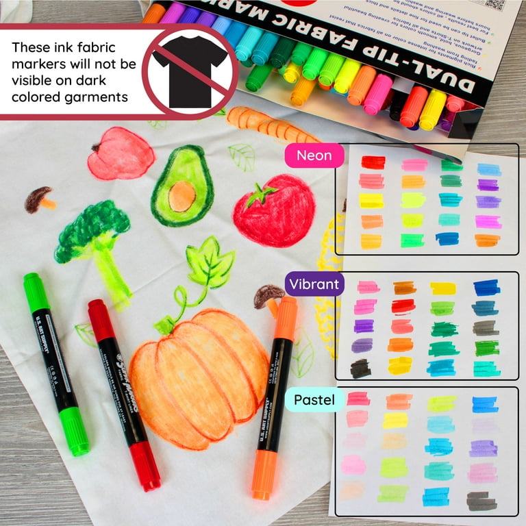 U.S. Art Supply Super Markers 60 Dual Tip Fabric and T-Shirt