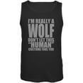 thumbnail image 1 of Halloween Human Wolf Costume Black Adult Tank Top, 1 of 1
