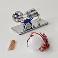 thumbnail image 3 of Hot Air Stirling Engine Electricity Generator Motor Model with LED Bulb Flywheel Design Science Experiment with CNC Aluminum Alloy Base DIY Education Toy for Teacher Adults Kids School Office Decor, 3 of 9