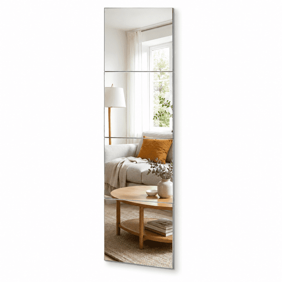 Mirror Wall Full Length,Unbreakable Mirror Tiles for Home Gym,Acrylic Squares Mirror Full Body Shatterproof Mirror Stickers for Walls Doors,Mirror Sheets (4pcs,12X12 Inch)