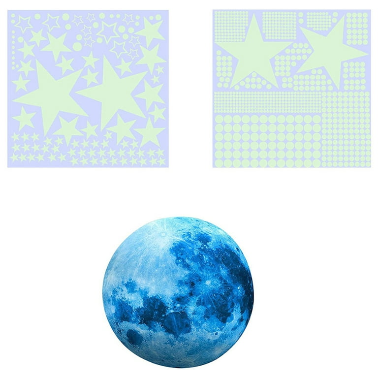 liderstar Glow in The Dark Stars and Free Removable Full Moon Wall Stickers 220 Adhesive Glowing Star Beautiful Wall Decals for