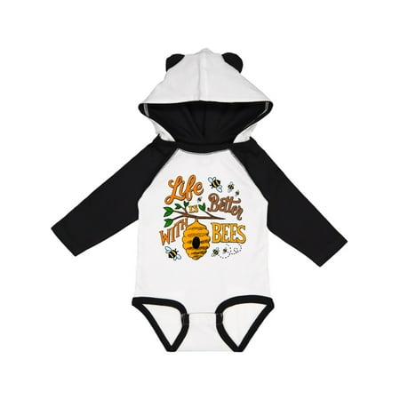

Inktastic Life is Better with Bees with Beehive Illustration Gift Baby Boy or Baby Girl Long Sleeve Bodysuit