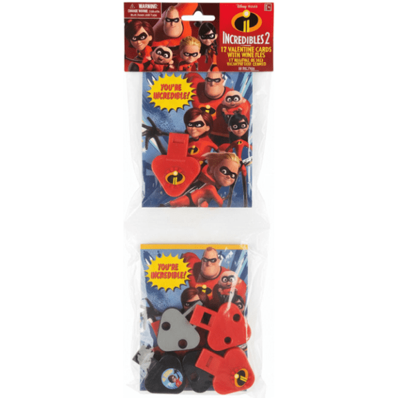 AMSCAN Incredibles 2 - 12 Valentines Cards With Whistles