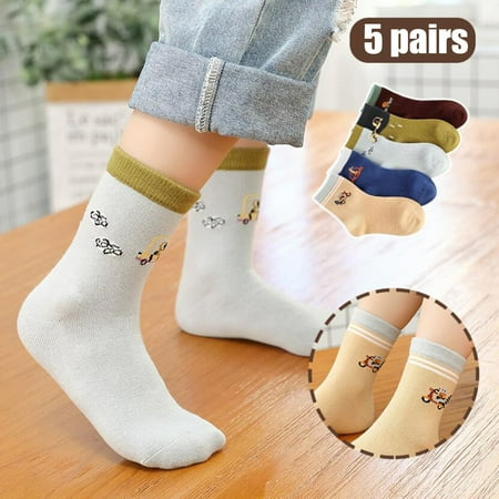 

Herrnalise Christmas Gifts 5Pairs Kids Socks Cute Print Children Middle Tube Socks Breathability Warm Socks Clearance Sales Today Deals Prime