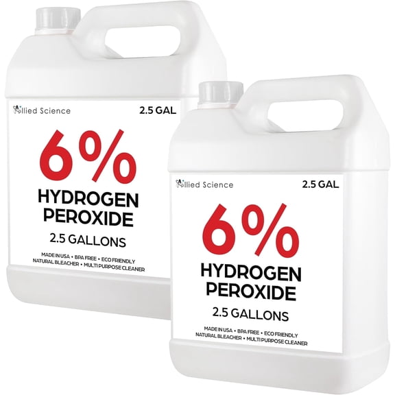 Allied Science Food Grade 6% Hydrogen Peroxide Solution, H2O2 and Water Mixture, 5 Gallon Container