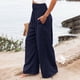 thumbnail image 4 of ICHUANYI Clearance Women's Loose Wide Leg Pants High Waist Straight Pants Casual Pants(Navy, M) ICHUANYI WER2023080706209, 4 of 8