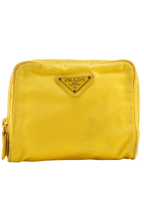 Pre-Owned Prada pouch, nylon, yellow, unisex.