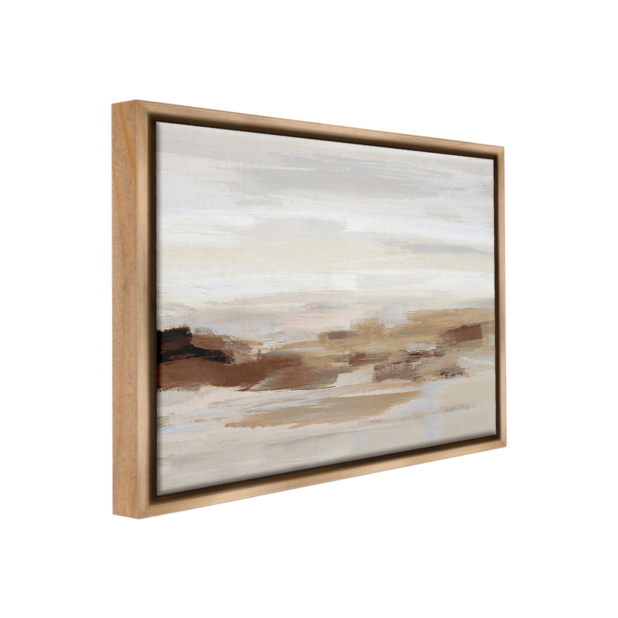 Stupell Industries Subtle Desert Dunes Abstract Painting Brown Floater Framed Canvas Art Print Wall Art, 31 x 25