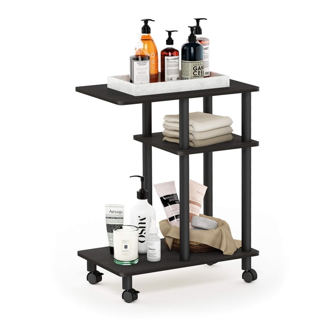 Mesa auxiliar Furinno Turn-N-Tube en forma de C con ruedas Espresso